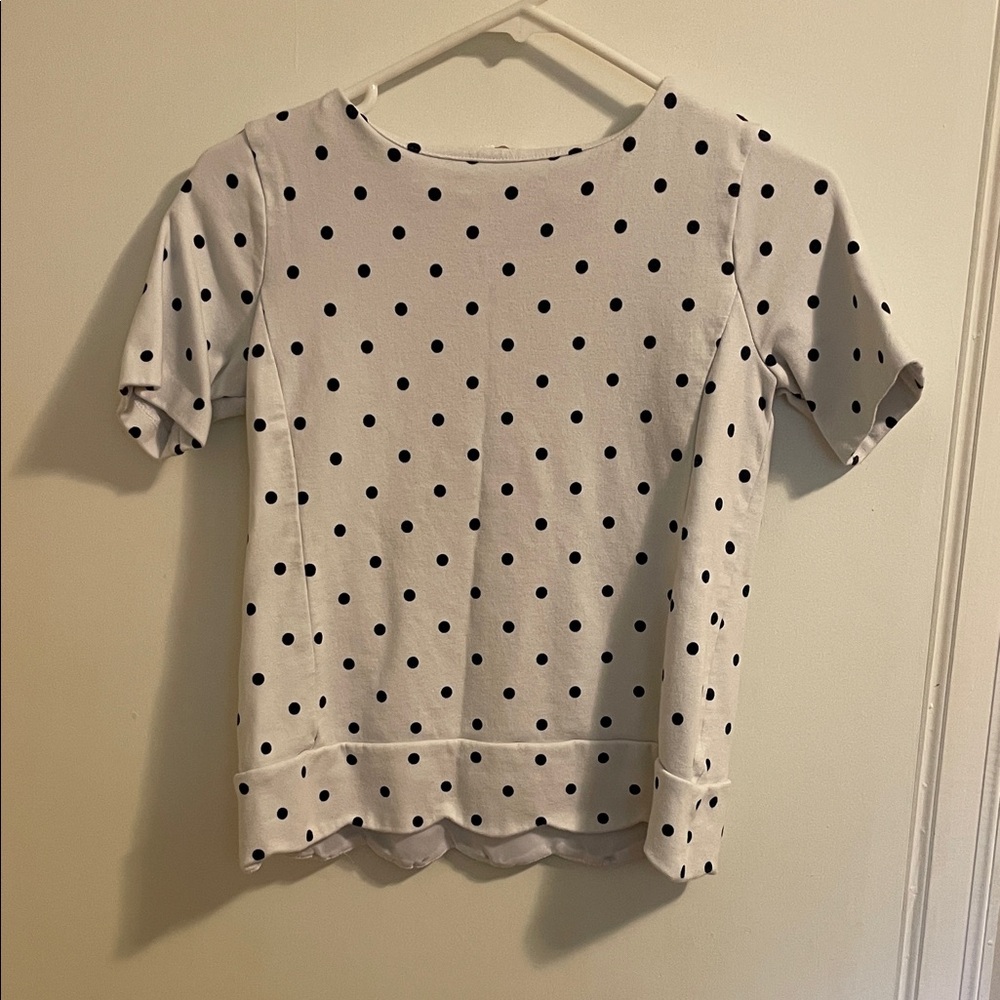 Talbots White Polka Dot Short Sleeve Tee